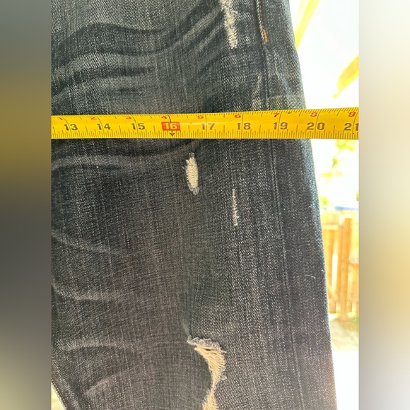 J Brand “Camille” Distressed Destroyed Dark Blue Boyfriend Jeans Crop size 30 - Picture 14 of 15